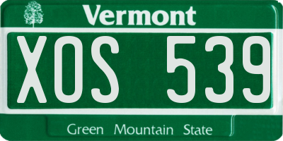 VT license plate XOS539