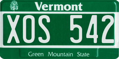 VT license plate XOS542