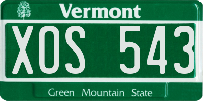 VT license plate XOS543