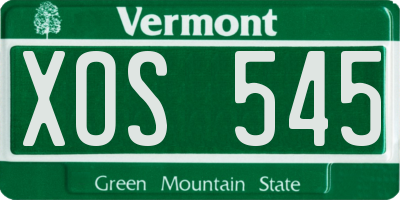 VT license plate XOS545