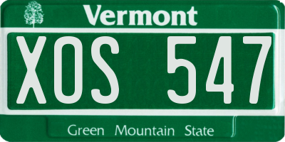 VT license plate XOS547