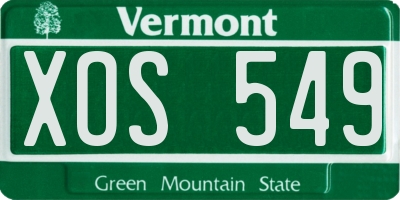 VT license plate XOS549