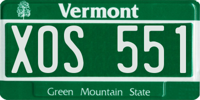 VT license plate XOS551