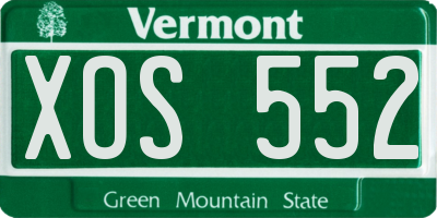 VT license plate XOS552