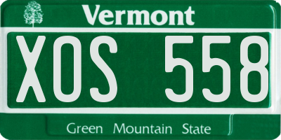 VT license plate XOS558