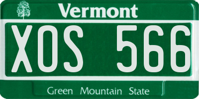 VT license plate XOS566