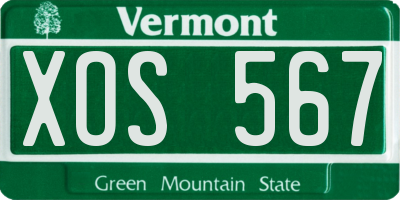 VT license plate XOS567