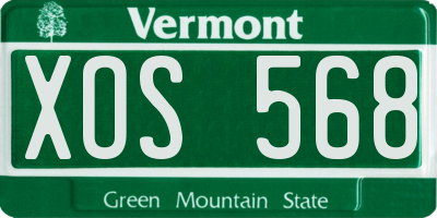 VT license plate XOS568