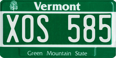 VT license plate XOS585