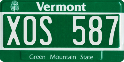 VT license plate XOS587