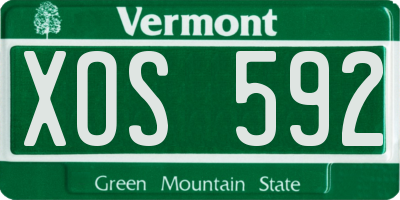 VT license plate XOS592