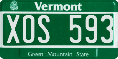 VT license plate XOS593