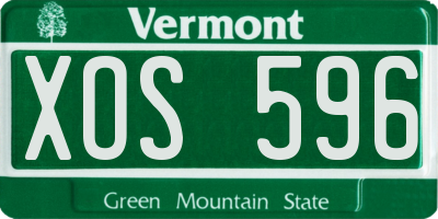 VT license plate XOS596