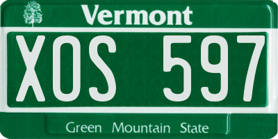 VT license plate XOS597