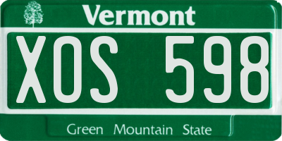 VT license plate XOS598
