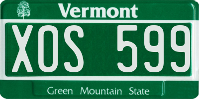 VT license plate XOS599