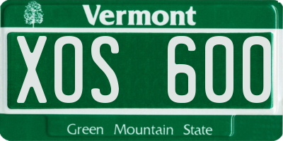 VT license plate XOS600
