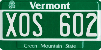 VT license plate XOS602