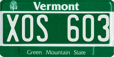 VT license plate XOS603