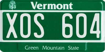 VT license plate XOS604