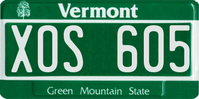 VT license plate XOS605