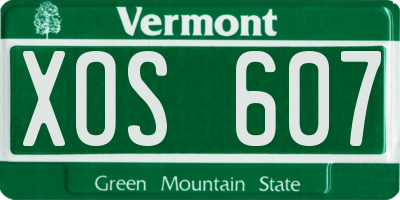 VT license plate XOS607