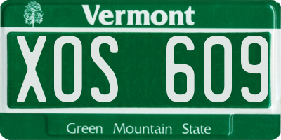 VT license plate XOS609