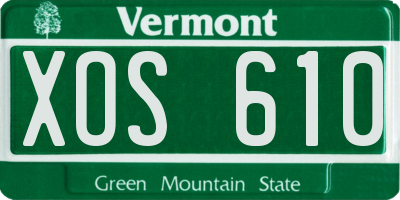 VT license plate XOS610