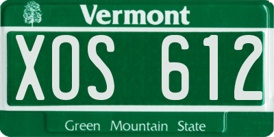 VT license plate XOS612