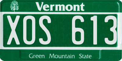 VT license plate XOS613