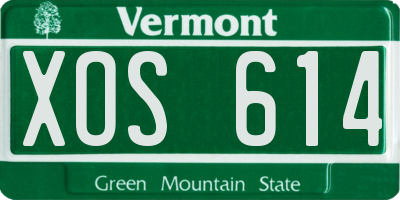 VT license plate XOS614