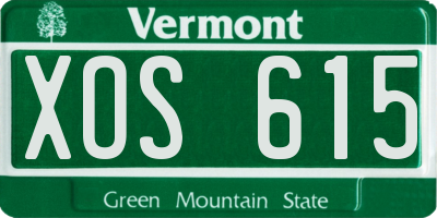 VT license plate XOS615