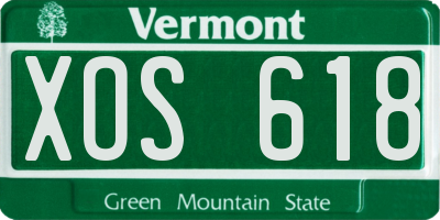 VT license plate XOS618