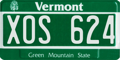 VT license plate XOS624