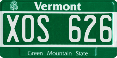 VT license plate XOS626