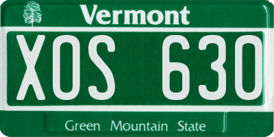 VT license plate XOS630