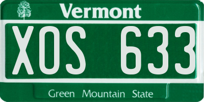VT license plate XOS633