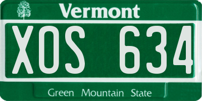 VT license plate XOS634