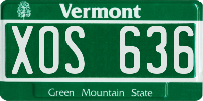 VT license plate XOS636