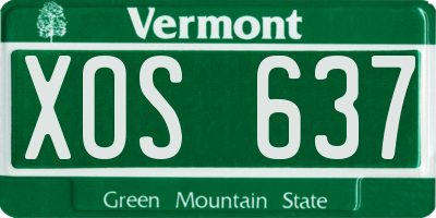 VT license plate XOS637