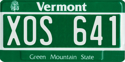 VT license plate XOS641