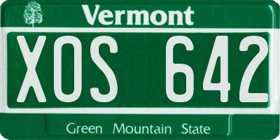 VT license plate XOS642