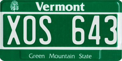VT license plate XOS643