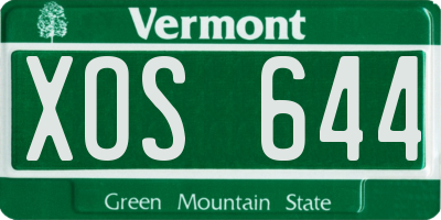 VT license plate XOS644
