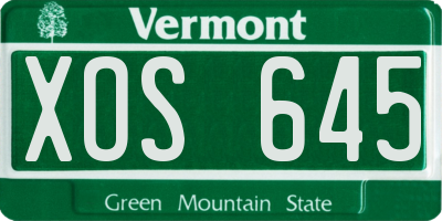 VT license plate XOS645