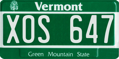 VT license plate XOS647