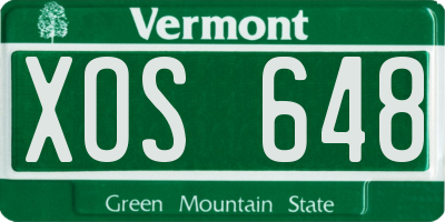 VT license plate XOS648