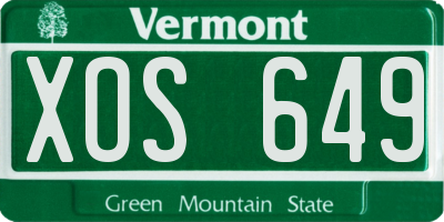 VT license plate XOS649