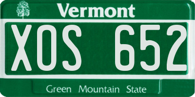 VT license plate XOS652