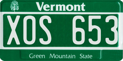 VT license plate XOS653